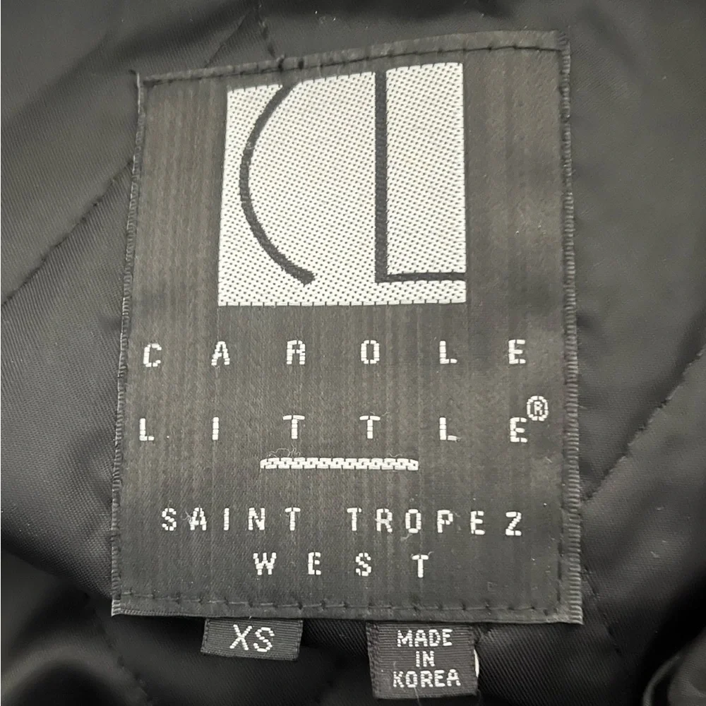 Carol Little St. Tropez Black Jacket with Fur Hood Size XS - Picture 3 of 3